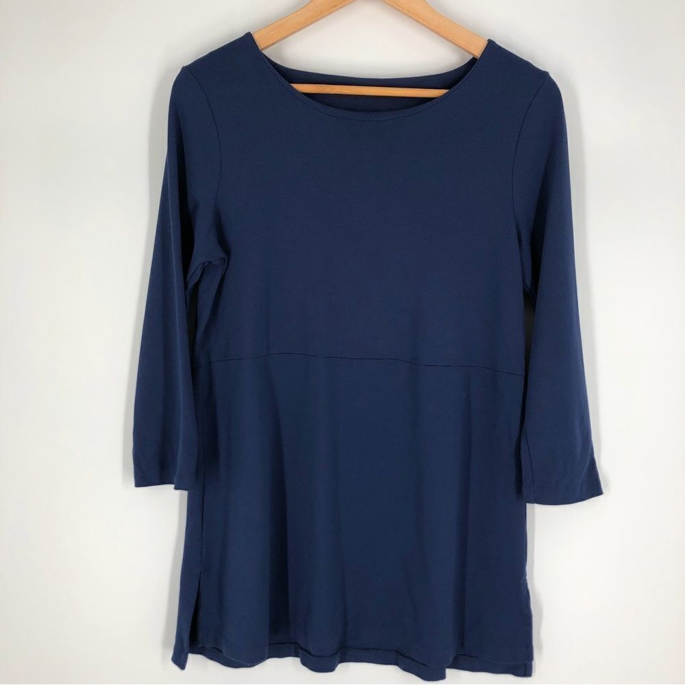 J. Jill‎ Ponte Tunic Top 3/4 Sleeve Blue Petite Small